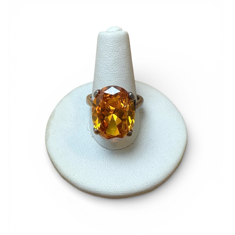 Elegant Sterling Silver Ring with Orange Gemstone